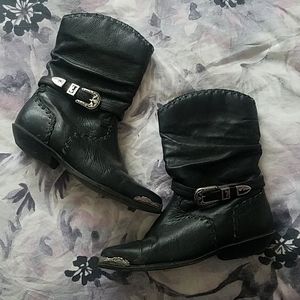 Black and silver cowgirl boots